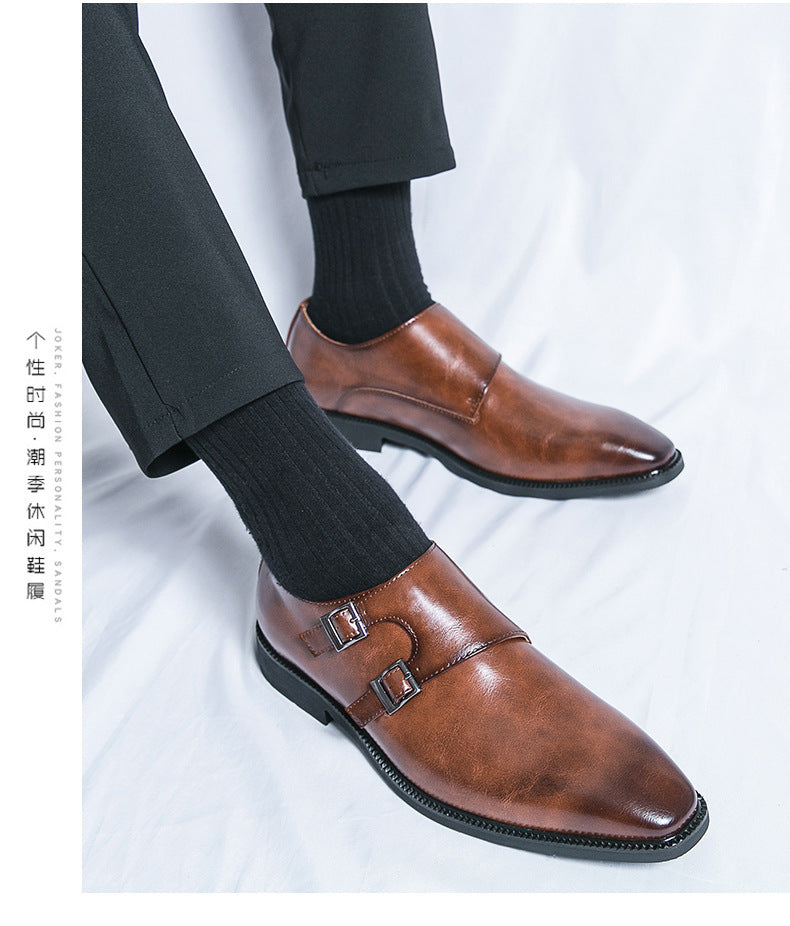 Men's Leather Dress Shoes - Elegant Buckle Office Wedding