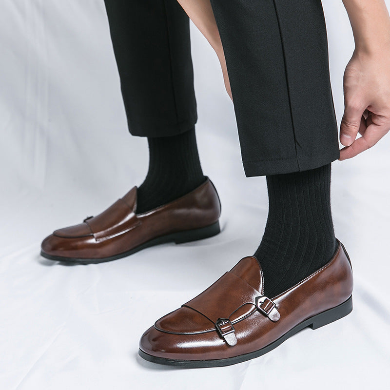 Men's Leather Double Buckle Shoes - Elegant Autumn Style