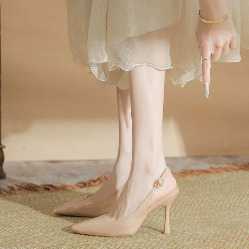 Zapatos de tacón alto para mujer - Estilo coreano, charol, punta puntiaguda