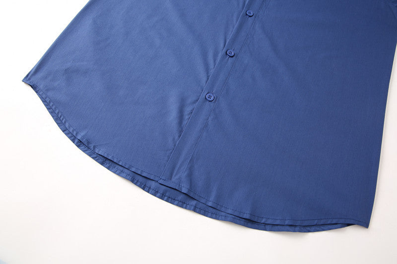 Chemise Homme Col Montant Bleu - Style Décontracté Business Casual Adolescent