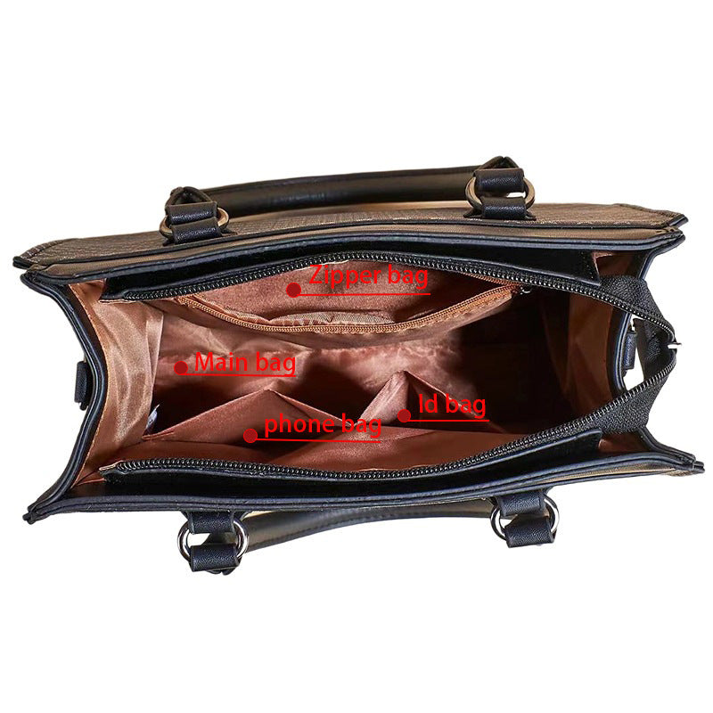 Sac à Main Femme Carreaux Grande Capacité - Ensemble 2 Pièces Mode