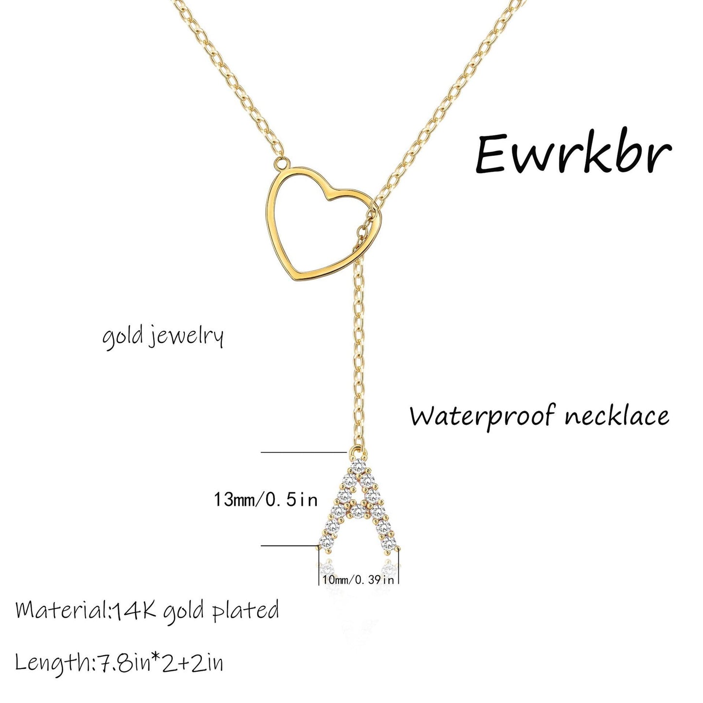 Glamourous Initial Pendant Gold Zircon - 26 English Letters