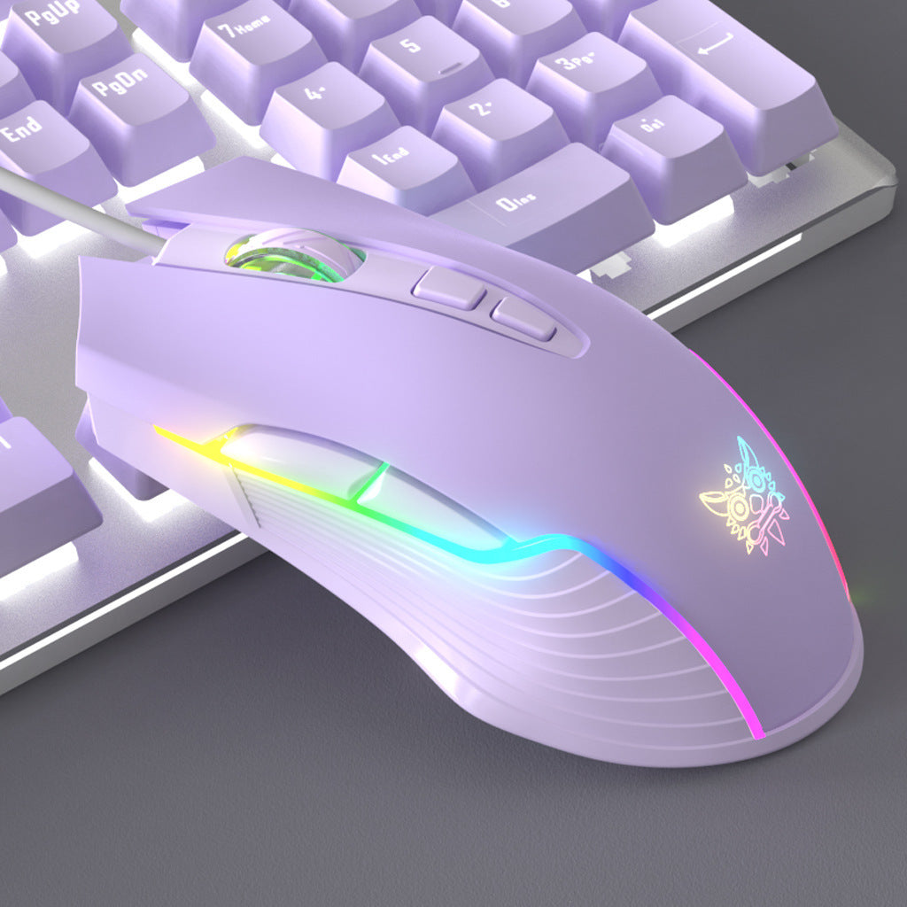 Teclado mecánico para juegos morado + ratón con cable - Interruptor para juegos verde