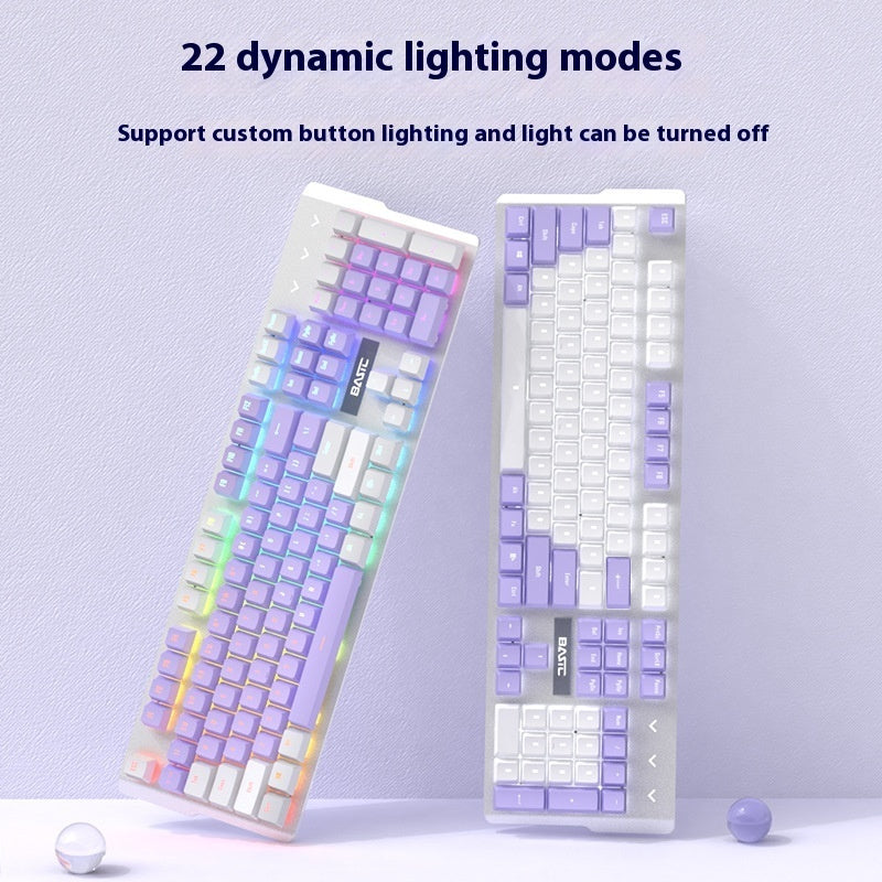 Teclado mecánico para juegos morado + ratón con cable - Interruptor para juegos verde