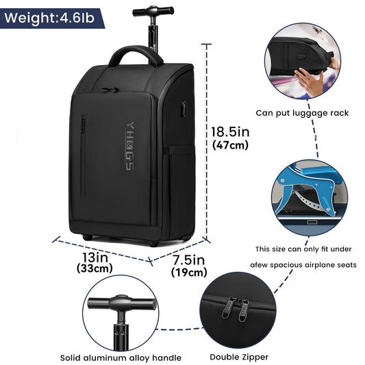 Ultra Lightweight Travel Trolley Backpack - 20 Inch Polyester Cabin Luggage