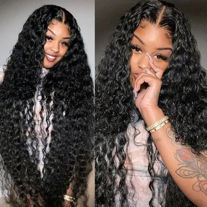 Lace Front Human Hair Wig, Water Wave 13x4 - 100% Natural