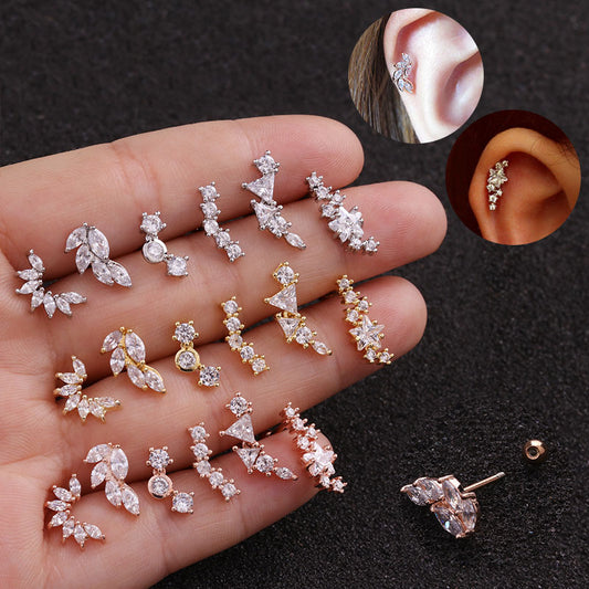 Pendientes de acero inoxidable con diseño de hojas de 22 g (18 variaciones)