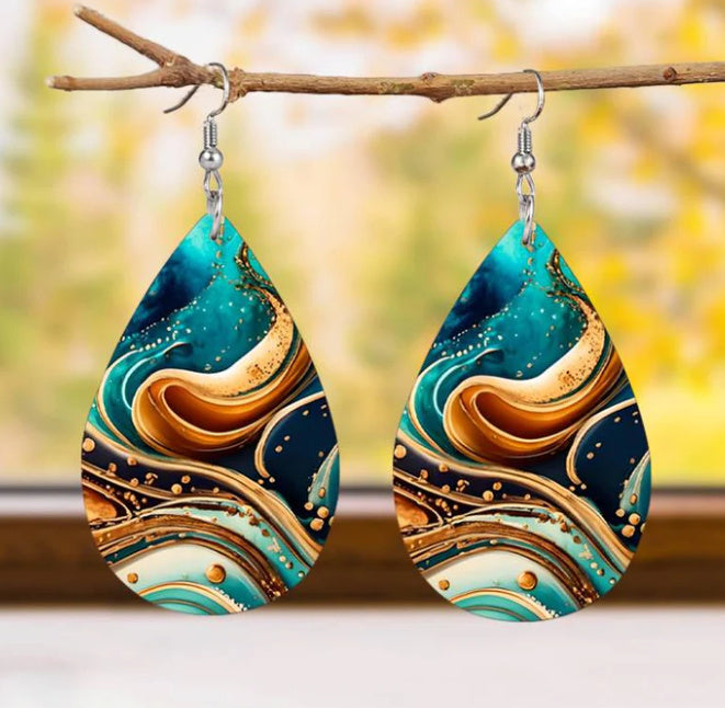 Pendientes acrílicos colgantes de 22 g - Planet Patterns 4 Colors