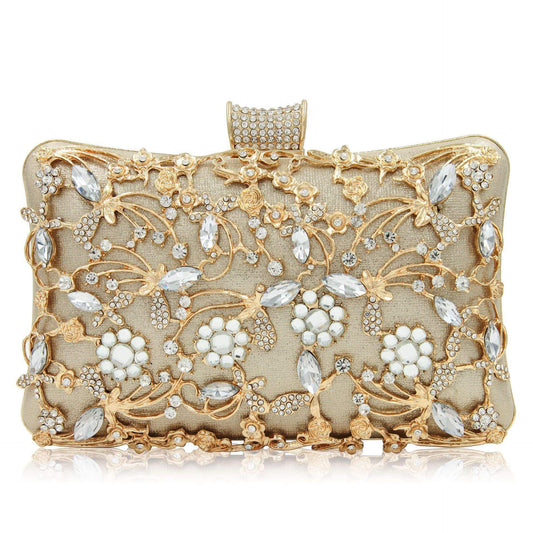 Bolso de mano estilo oriental con diamantes de imitación (450 g) - Asa de cadena