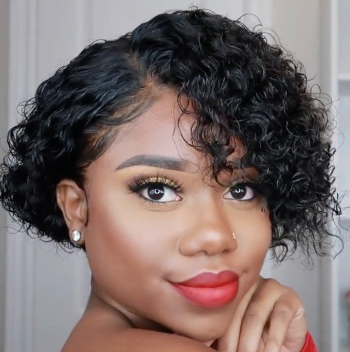Women's Short Curly Wig - Synthetic Hair, Natural European Style