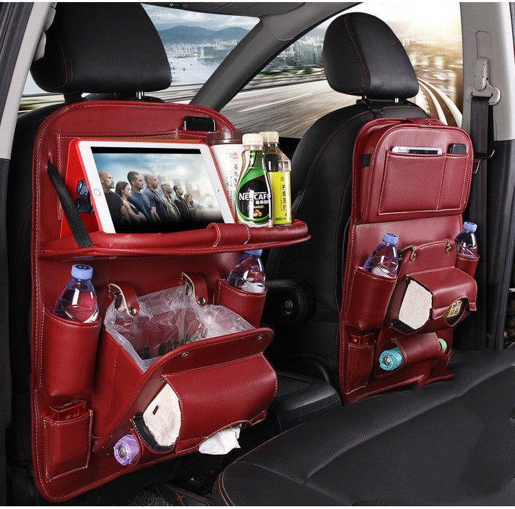 Multifunctional PU Leather Car Storage Bag - Waterproof Backseat Organizer