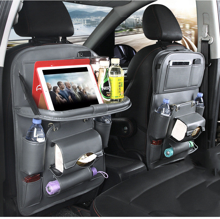 Multifunctional PU Leather Car Storage Bag - Waterproof Backseat Organizer