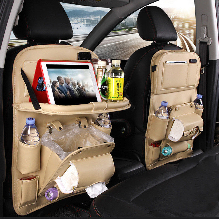 Multifunctional PU Leather Car Storage Bag - Waterproof Backseat Organizer
