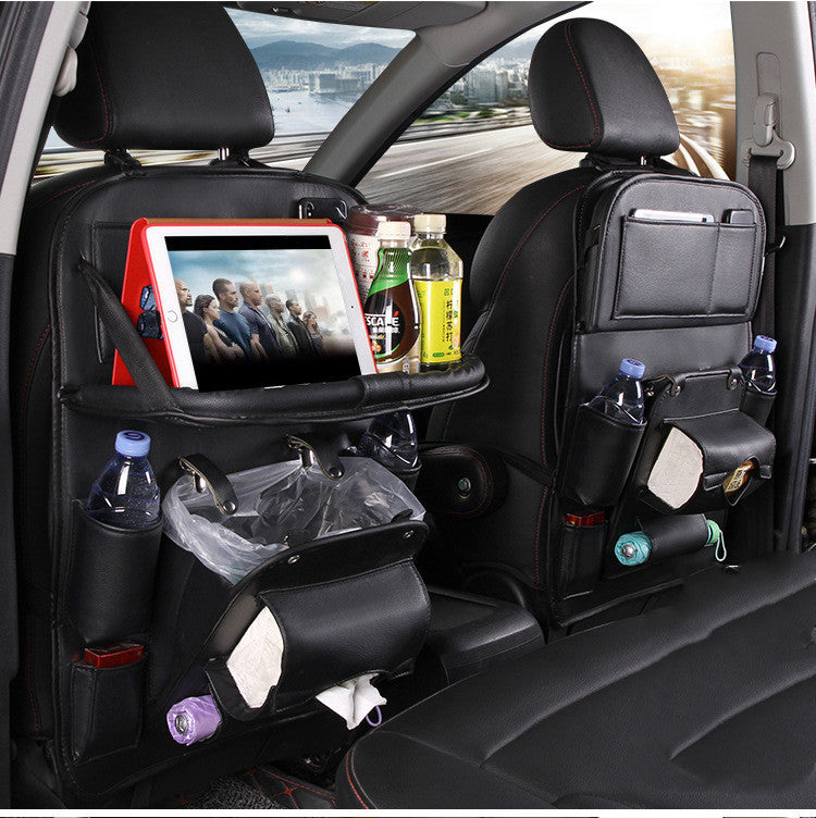 Multifunctional PU Leather Car Storage Bag - Waterproof Backseat Organizer