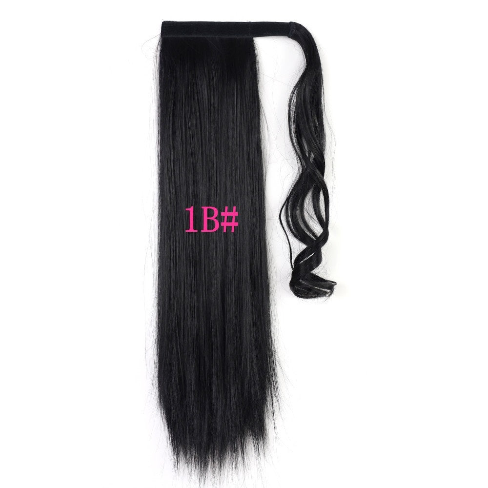 Long Straight Ponytail Hairpiece - Heat Resistant Synthetic Hair Extension
