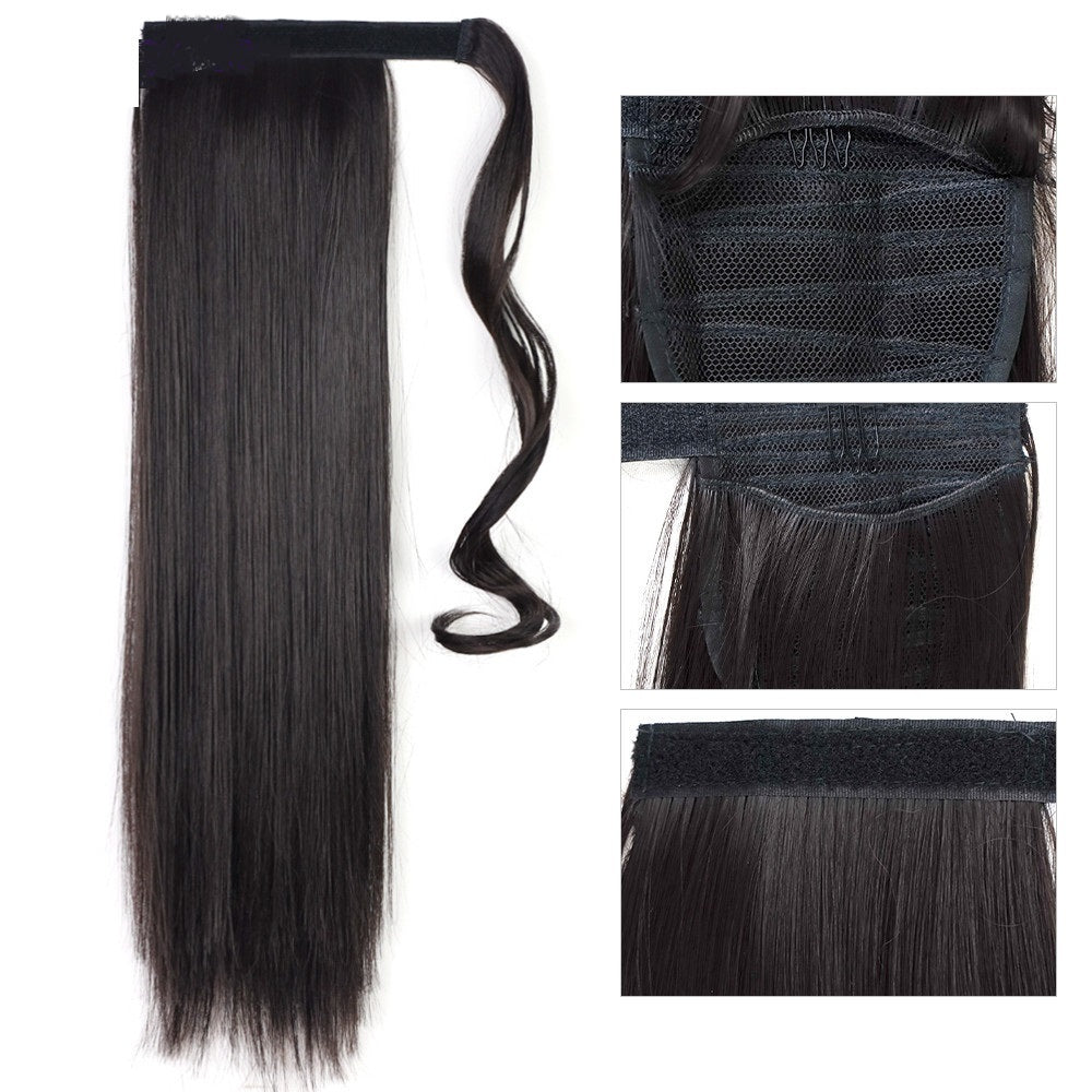 Long Straight Ponytail Hairpiece - Heat Resistant Synthetic Hair Extension