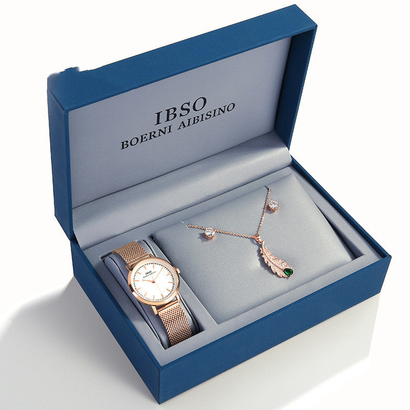 Ensemble Montre Femme + Bijoux Zircon - Parure Élégante 3 Pièces