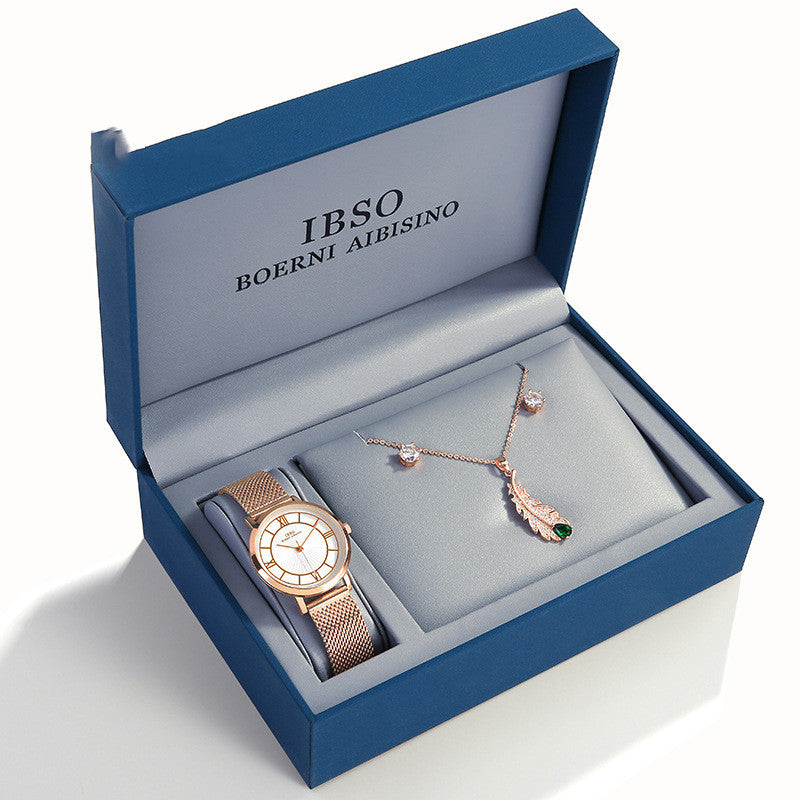 Ensemble Montre Femme + Bijoux Zircon - Parure Élégante 3 Pièces