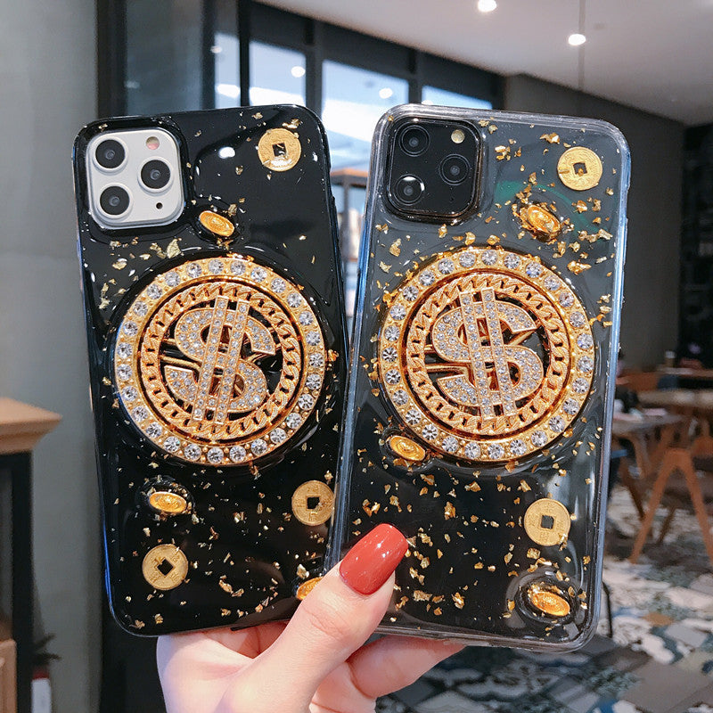 3D Rotating Diamond Dollar iPhone Case - Luxury Transparent TPU