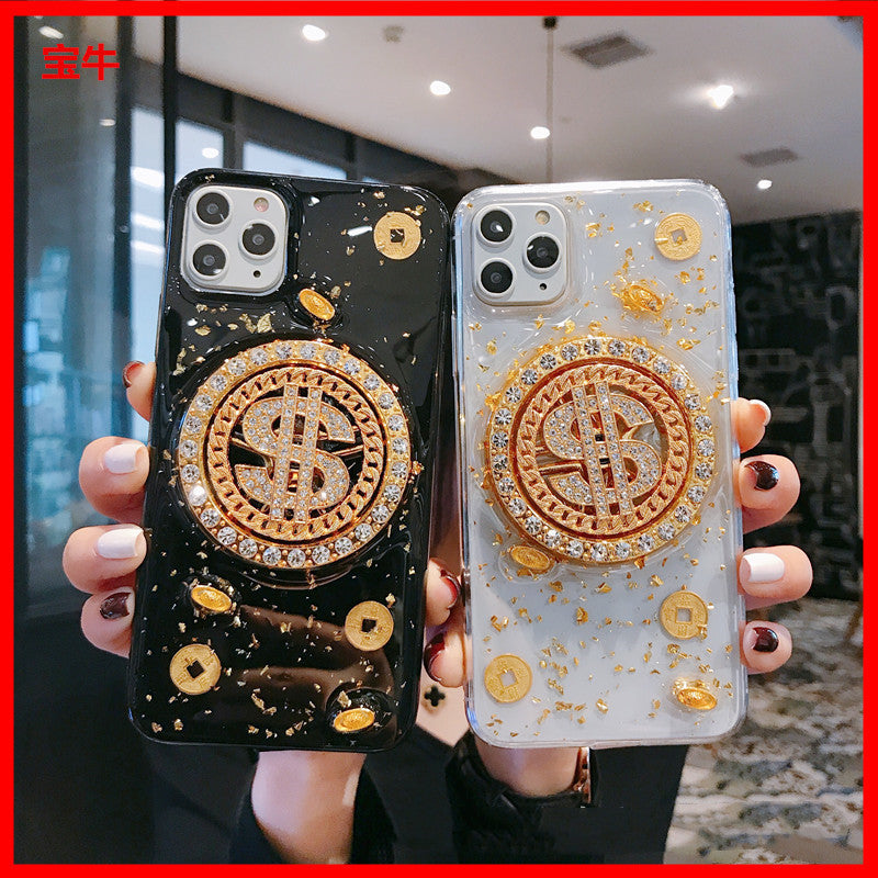 3D Rotating Diamond Dollar iPhone Case - Luxury Transparent TPU