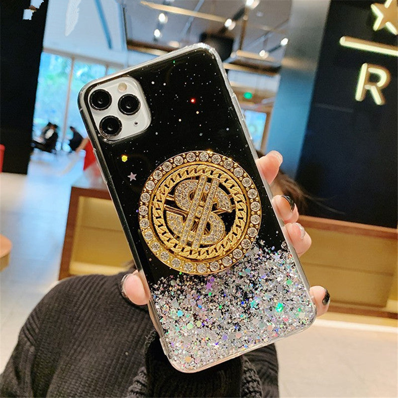 3D Rotating Diamond Dollar iPhone Case - Luxury Transparent TPU
