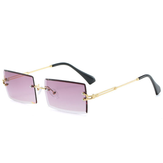 Gafas rectangulares de aleación sin montura para mujer, 56 g | SADJÉ
