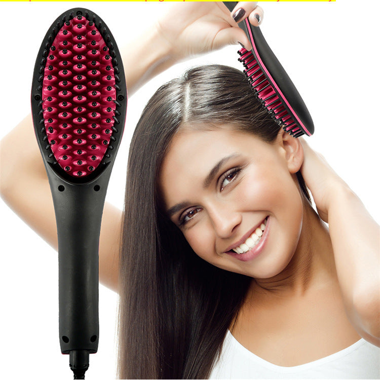 Negative Ion Electric Straightening Brush - LED Display Adjustable Temperature