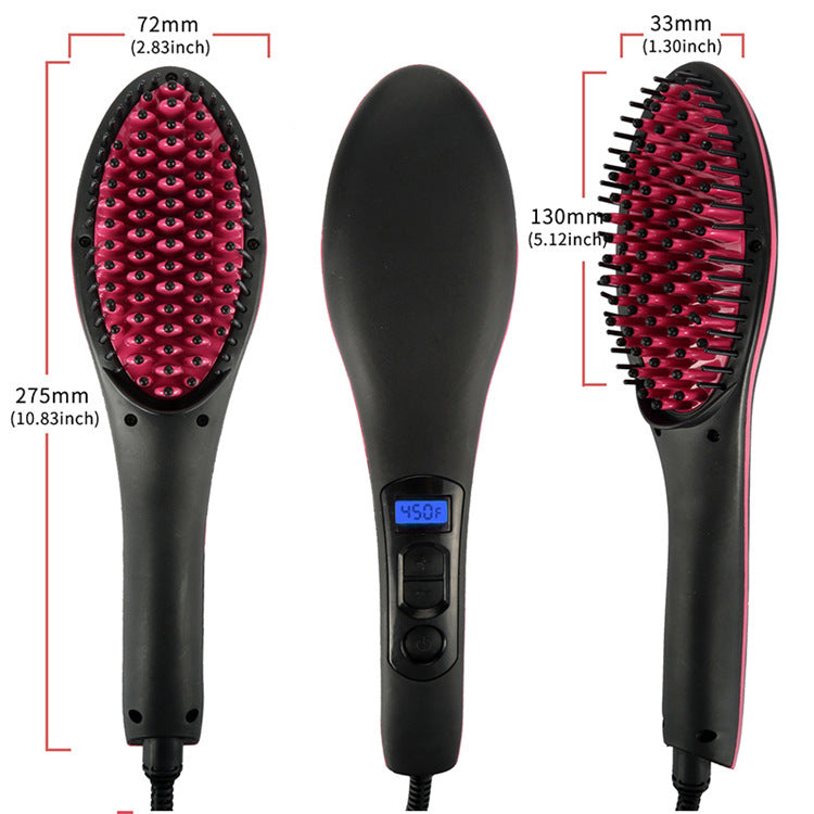 Negative Ion Electric Straightening Brush - LED Display Adjustable Temperature