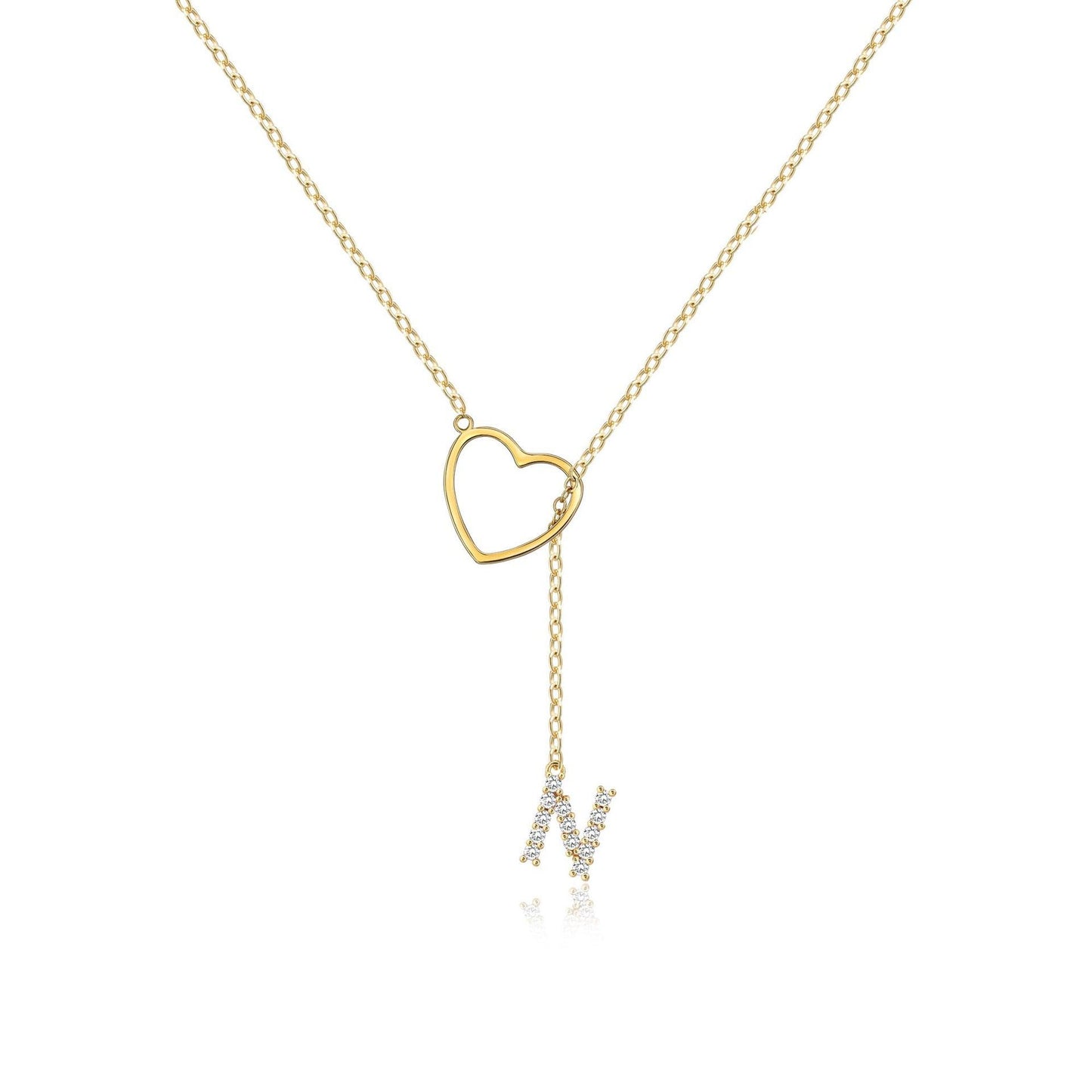 Glamourous Initial Pendant Gold Zircon - 26 English Letters