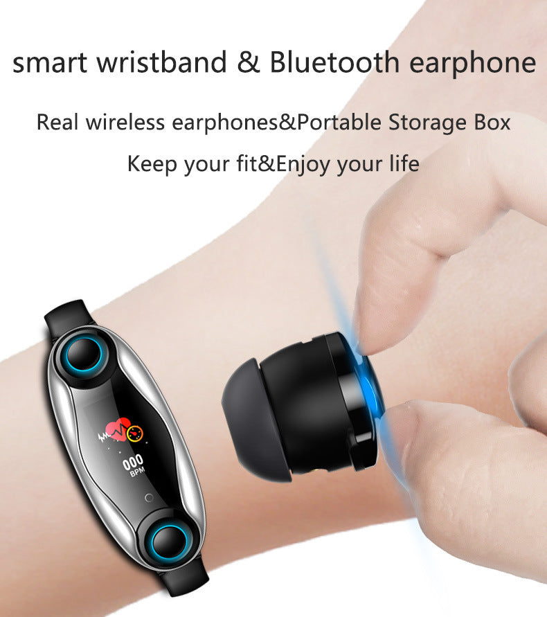 Bluetooth Smart Bracelet with Built-in Earphone - 2-in-1 Smartwatch