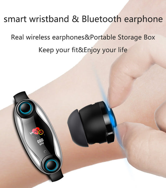 Bluetooth Smart Bracelet with Built-in Earphone - 2-in-1 Smartwatch