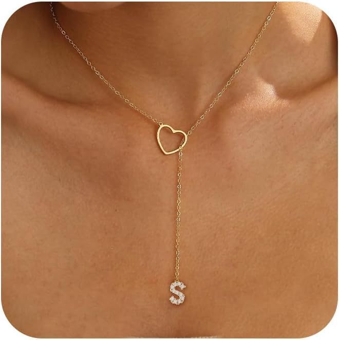 Glamourous Initial Pendant Gold Zircon - 26 English Letters