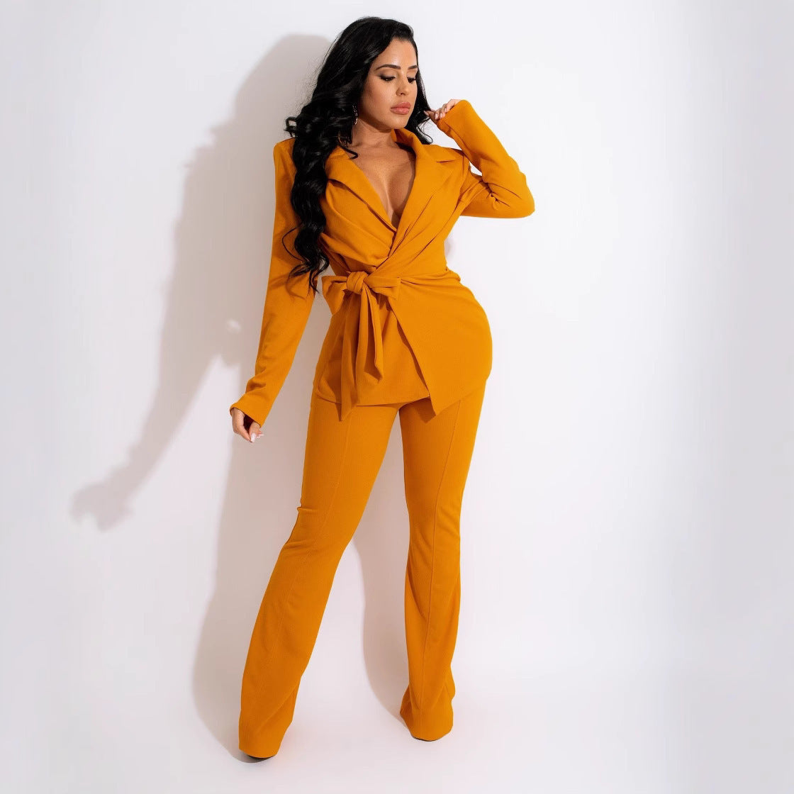 Ensemble Femme 2 Pièces Col V Uni - Style Européen Fashion