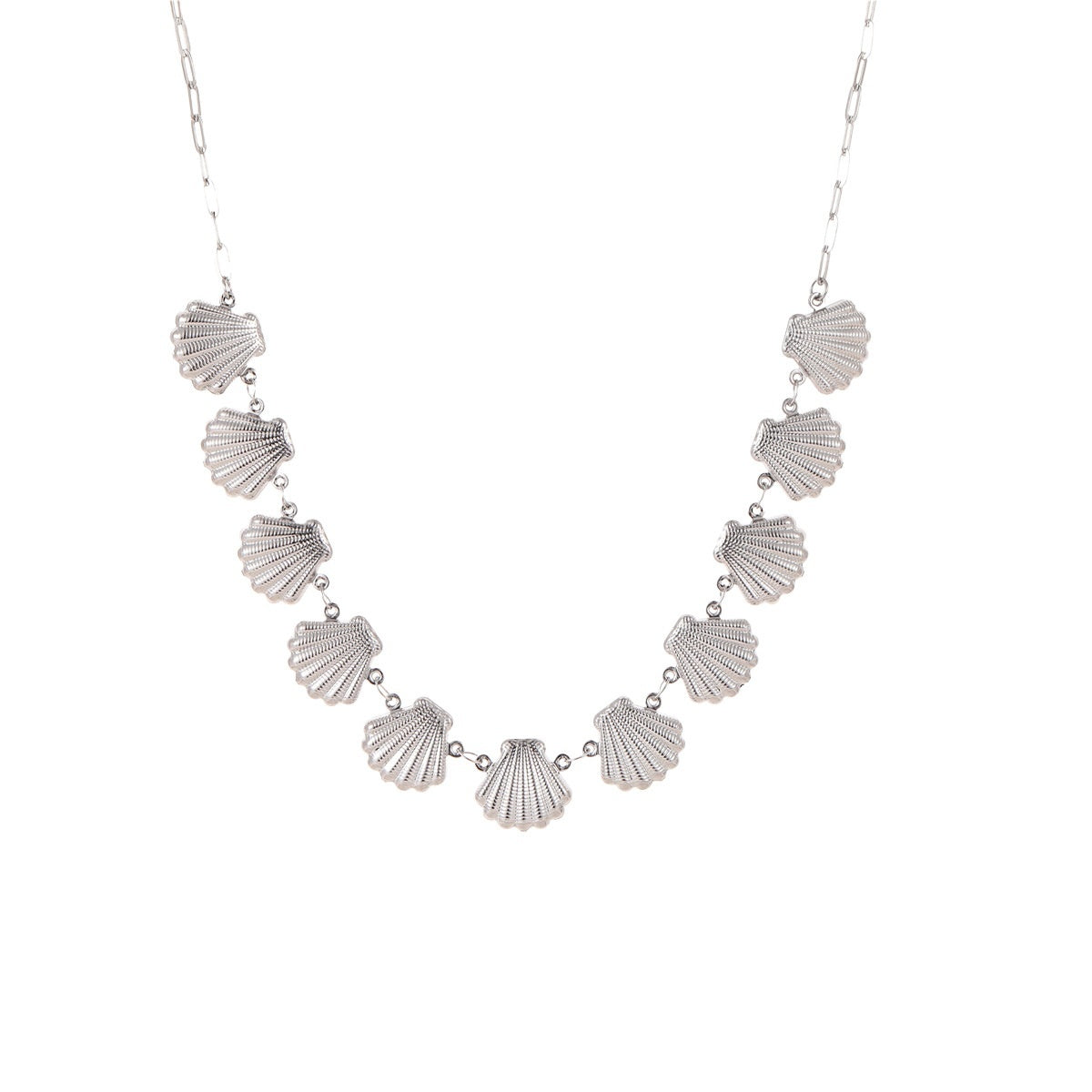 Collar de acero inoxidable de 18 g con colgantes de concha de estrella de mar