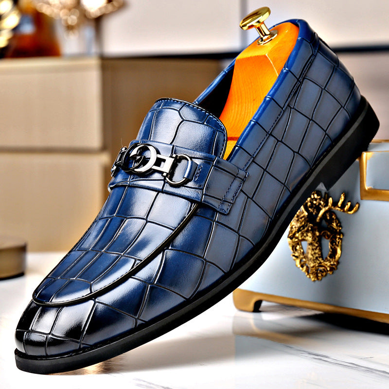 Men's Leather Shoes with Metallic Bits - Business Casual Style