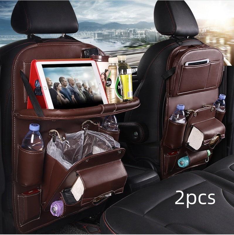 Multifunctional PU Leather Car Storage Bag - Waterproof Backseat Organizer