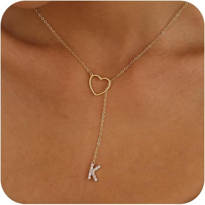 Glamourous Initial Pendant Gold Zircon - 26 English Letters