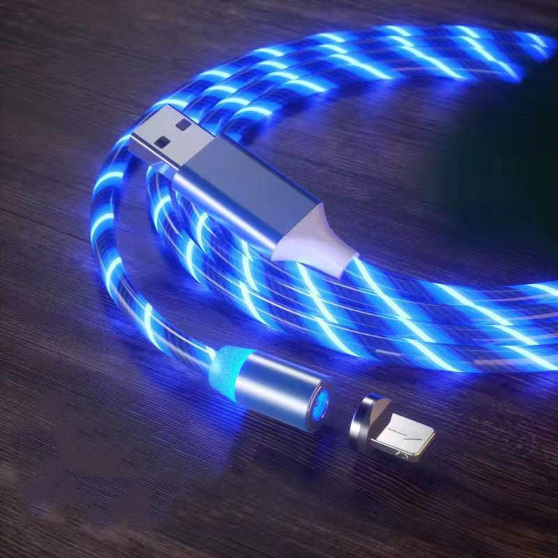 Cable de carga magnético LED 3 en 1: USB-C, Micro USB, Lightning rápido
