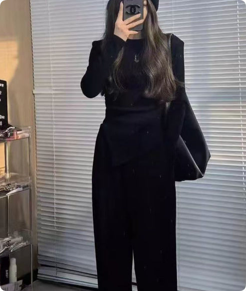 Ensemble Tailleur Femme Slim - Couleur Unie Élégant 2 Pièces