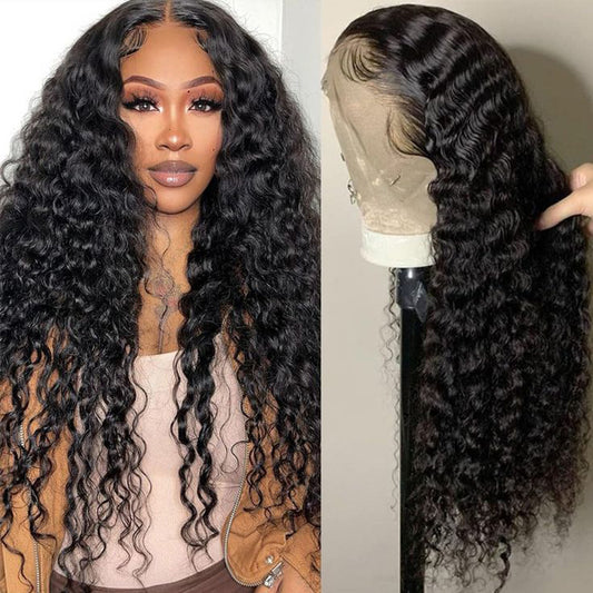 Lace Front Human Hair Wig, Water Wave 13x4 - 100% Natural