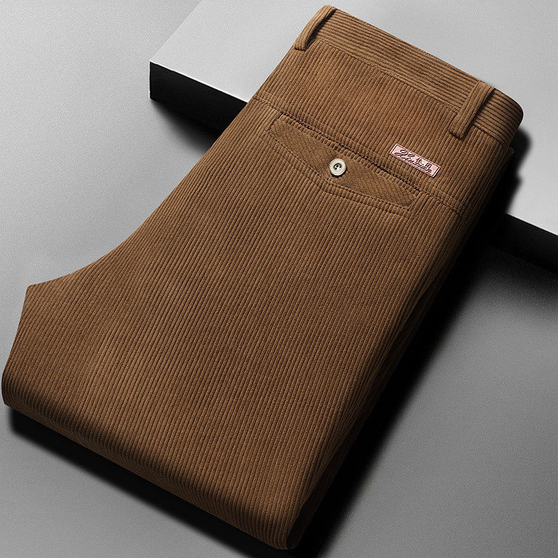 Pantalon Velours Côtelé Homme Automne-Hiver - Taille Haute Confort Senior 50 ans+