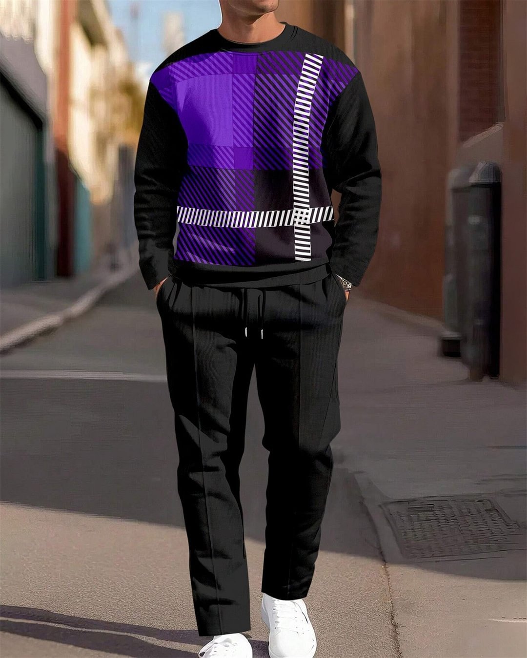 Ensemble Jogging Homme 2 Pièces - Sweat Col Rond et Pantalon Imprimé