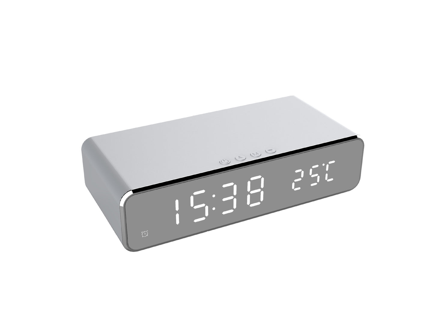 LED Mirror Alarm Clock with Wireless Charger - Digital Clock Thermometer