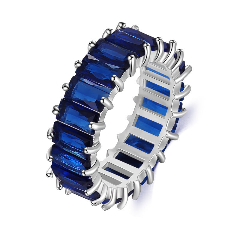 Anillo rectangular de circonita multicolor de 16 g - Estilo geométrico