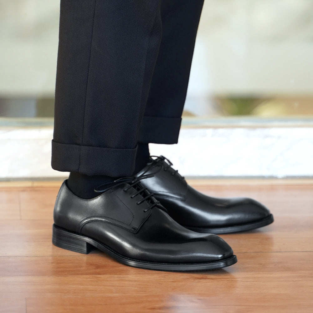 Zapatos vintage de cuero con punta cuadrada para hombre - Talla grande 38-48