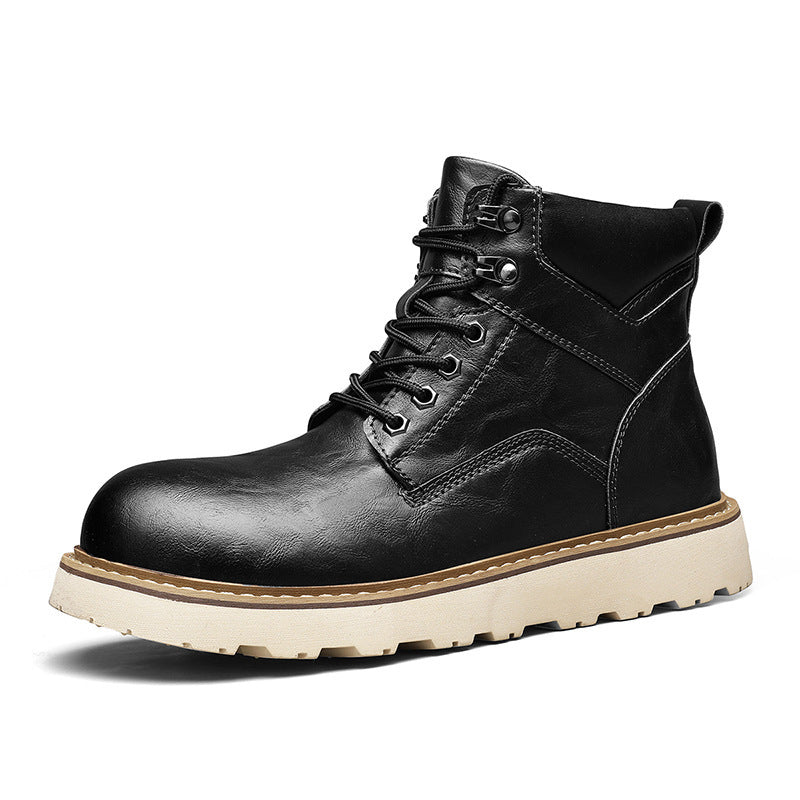 Boots Homme Montantes Plateforme - Chaussures Moto Sport Worker Style