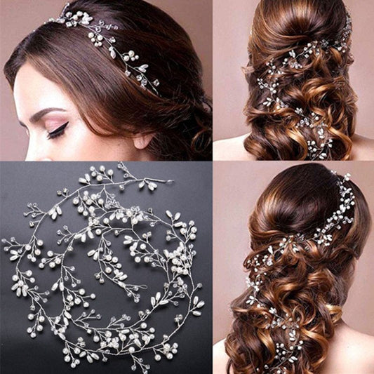 Accessoires Cheveux Mariage Perles Cristal - Bandeau Long Mariée