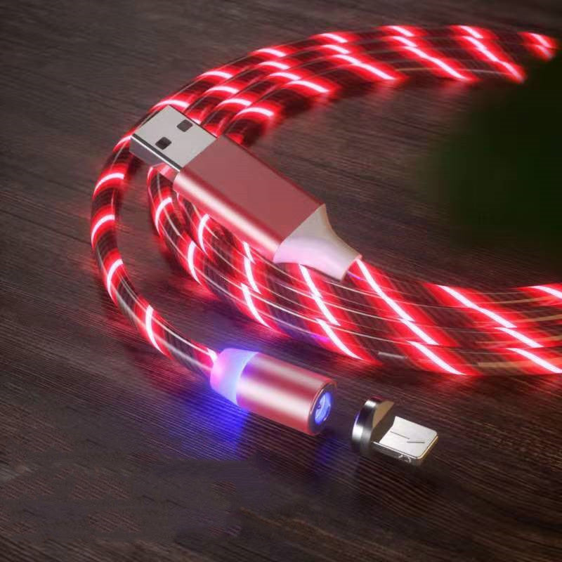 Cable de carga magnético LED 3 en 1: USB-C, Micro USB, Lightning rápido