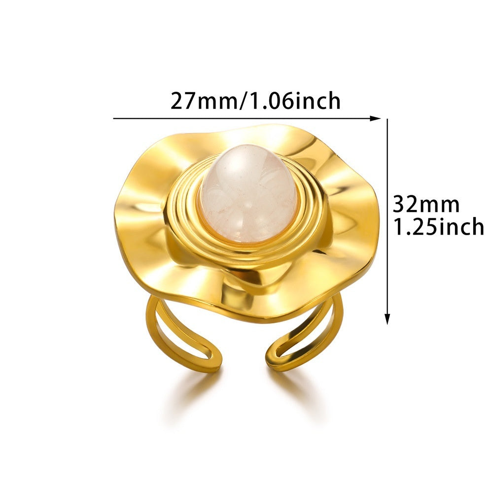 Bague Cœur Acier Inoxydable Rétro - Pendentif Suspendu Personnalité Polyvalente
