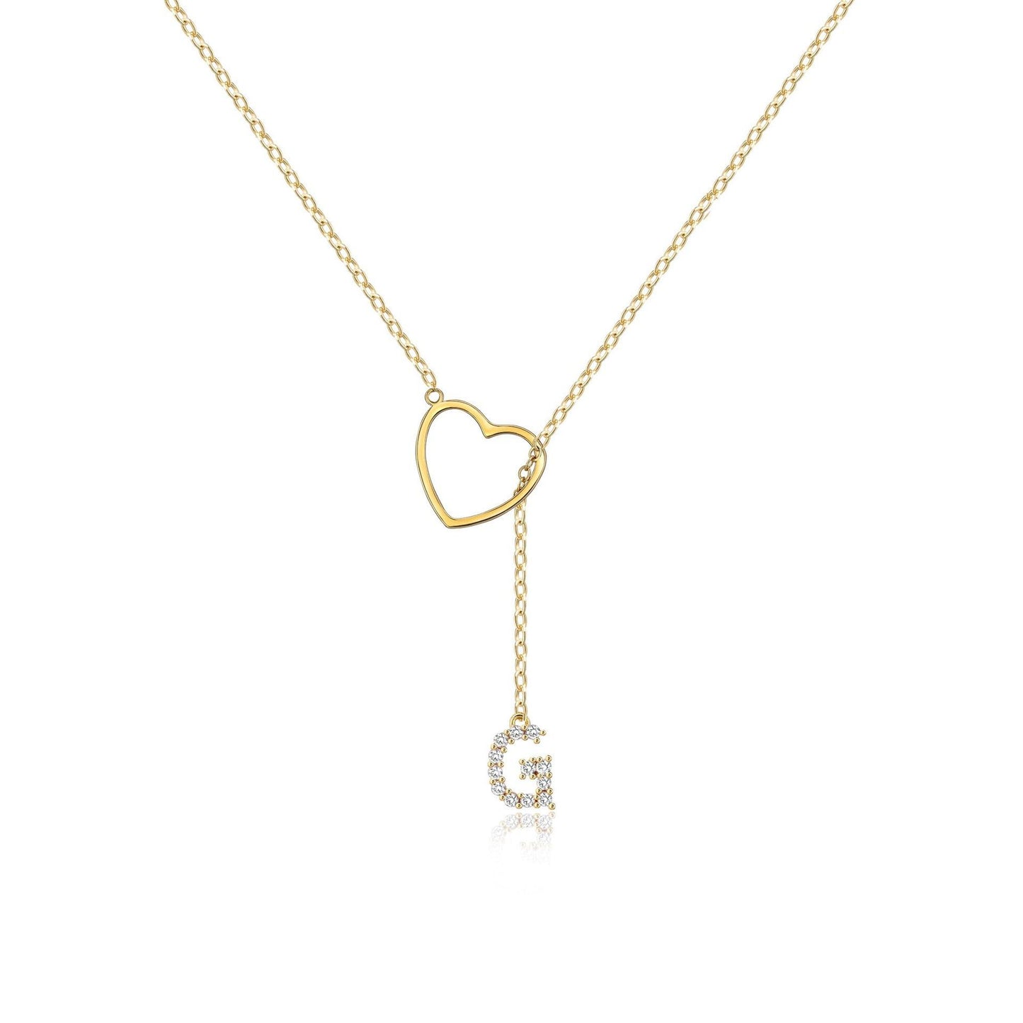 Glamourous Initial Pendant Gold Zircon - 26 English Letters